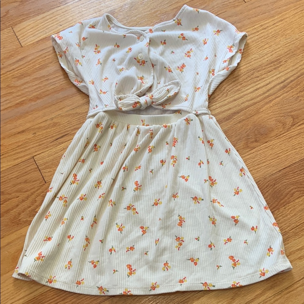 Old Navy Cream Tie Front Ruched Sundress